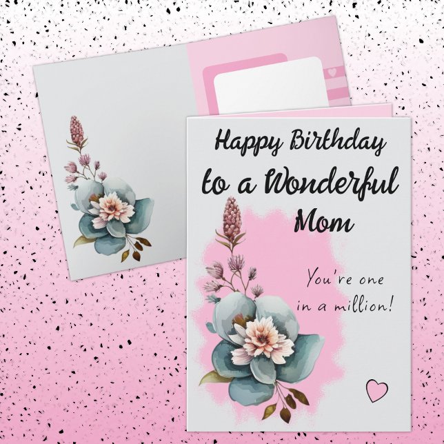 Wonderful Mum floral pink birthday Card (Creator Uploaded)
