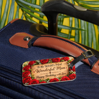 Wonderful Mum Red Roses Birthday Luggage Tag
