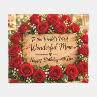 Wonderful Mum Red Roses Throw Blanket