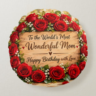 Wonderful Mum Red Roses Throw Blanket Round Cushion