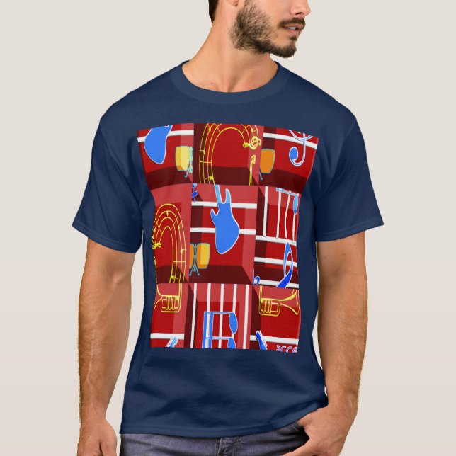 Wonderful Music Blue Summer Vibes Geometric Romant T-Shirt (Front)