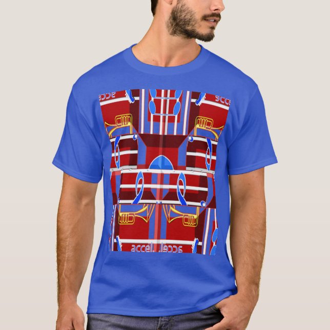 Wonderful Music Blue Summer Vibes Geometric Romant T-Shirt (Front)