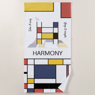 Wonderful Neoplasticism Art Monogram. Letter H Beach Towel