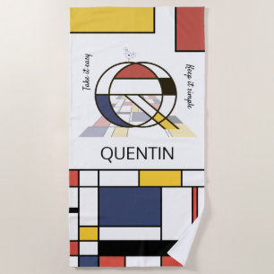 Wonderful Neoplasticism Art Monogram. Letter Q Beach Towel