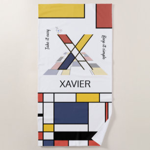 Wonderful Neoplasticism Art Monogram. Letter X Beach Towel