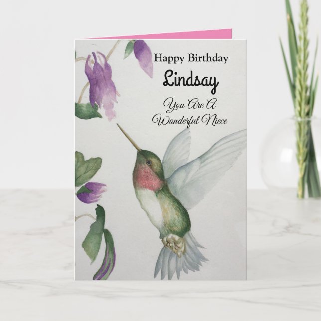 Wonderful Niece Birthday Hummingbird Greeting Card (Front)