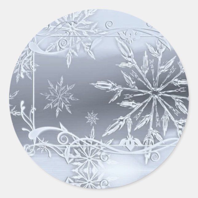 Wonderful Perfect Christmas Silver SNowflake  Classic Round Sticker (Front)