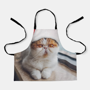 Wonderful persian cat with Santa Claus hat Apron