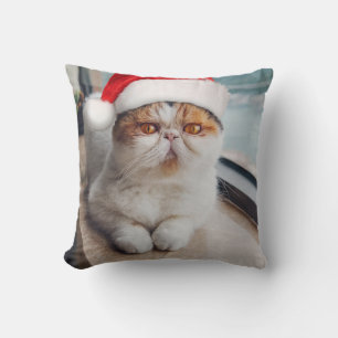 Wonderful persian cat with Santa Claus hat Cushion
