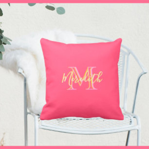Wonderful Pink Lilac Custom Monogram Name Cushion