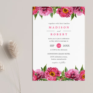 Wonderful Pink Magenta Peonies Flower chic Wedding Invitation