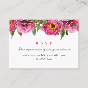 Wonderful pink peony Wedding  RSVP Online Website Business Card