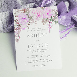 Wonderful Purple Floral Wedding Invitation