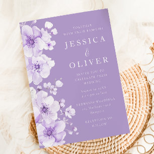 Wonderful Purple Lavender Flowers Wedding Invitation