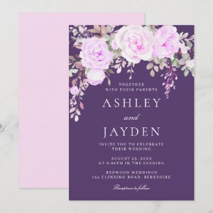Wonderful Purple & Violet Floral Wedding Invitation