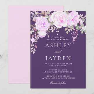 Wonderful Purple & Violet Floral Wedding Invitation