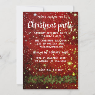 Wonderful Red Sparkly Christmas  Invitation
