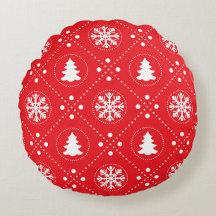 Wonderful Red White Christmas Pattern Round Cushion