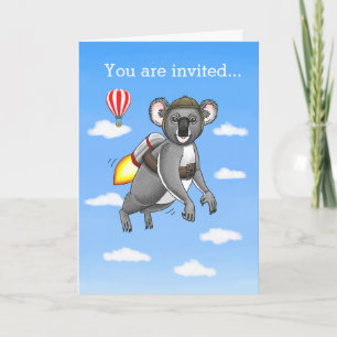 Wonderful Rocket Koala Bear Invitation