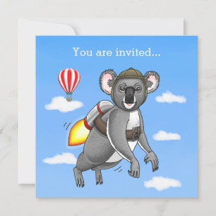 Wonderful Rocket Koala Bear Invitation