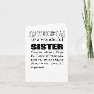 wonderful sister happy birthday wish card