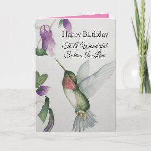 Wonderful Sister-In-Law Birthday Hummingbird Card
