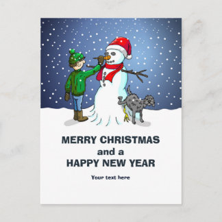 Wonderful Snowman for Christmas Holiday Postcard