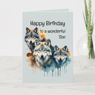 Wonderful Son Birthday -Wolf and Pack Quote Card