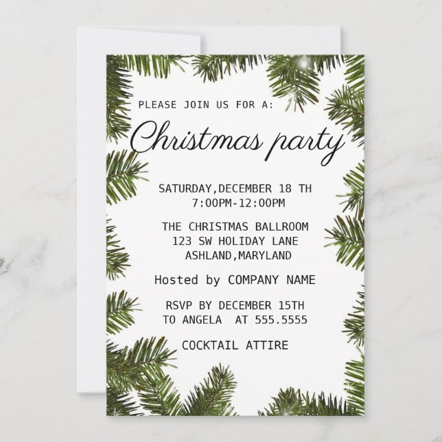 Wonderful Sparkly Christmas  Invitation (Front)