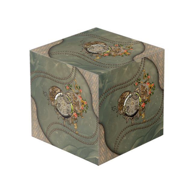 Wonderful steampunk clock cube (Front Angled)