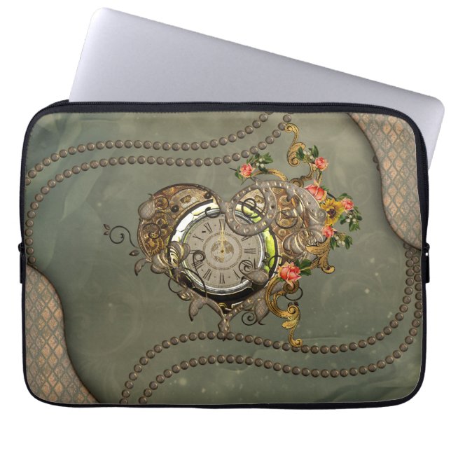 Wonderful steampunk clock laptop sleeve (Front)