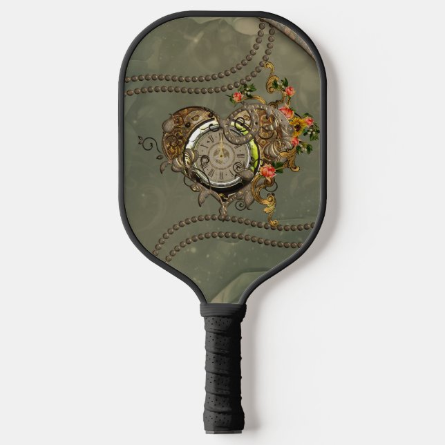 Wonderful steampunk clock pickleball paddle (Front)
