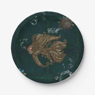 Wonderful steampunk fish. paper plate