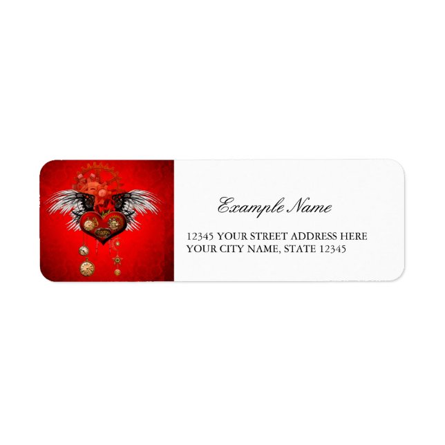 Wonderful steampunk heart return address label (Front)