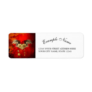 Wonderful steampunk heart return address label