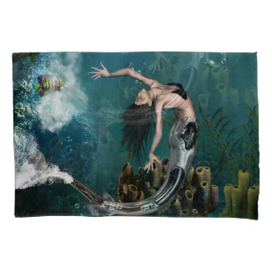 Wonderful steampunk mermaid pillowcase
