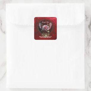 Wonderful steampunk rose with wings.  square sticker
