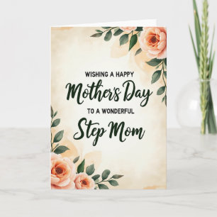 Wonderful Step Moms Day Rose Card