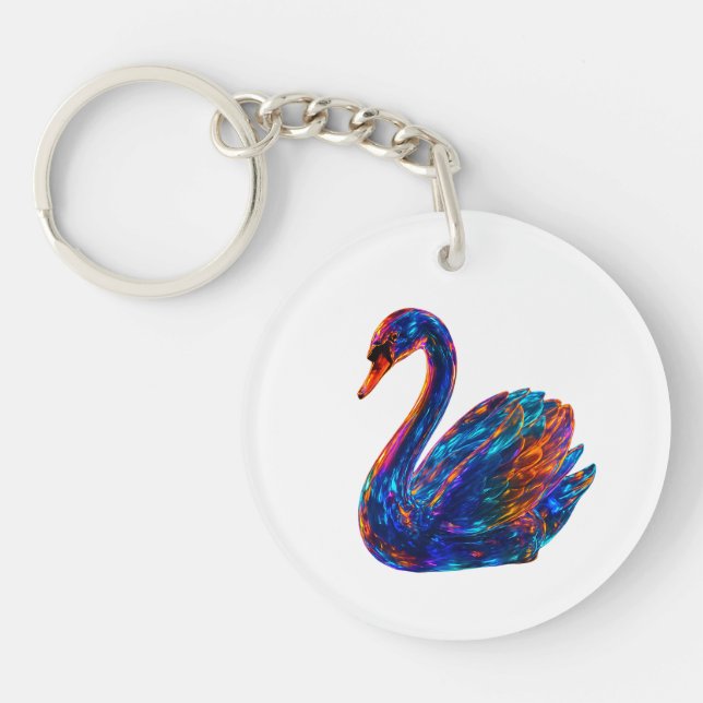 Wonderful Swan – Unique Art Key Ring (Front)
