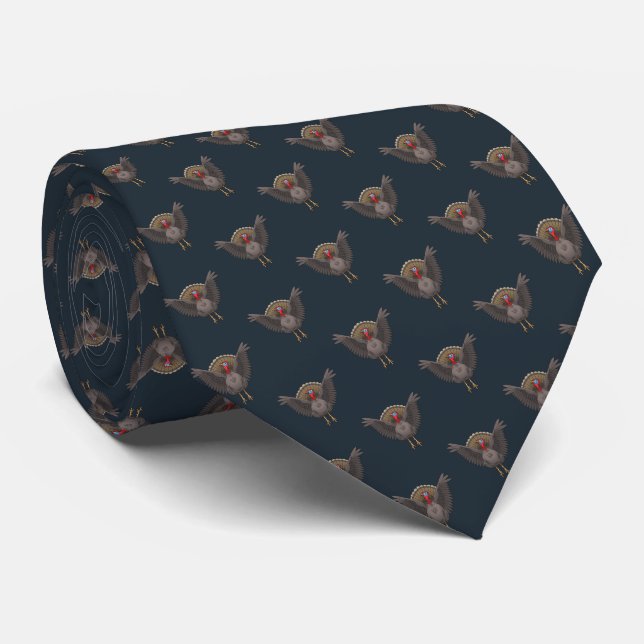 Wonderful Thanksgiving Turkey Pattern Tie (Rolled)