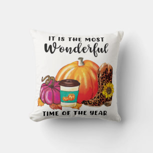 Wonderful Time Of The Year Autumn Pumpkin Quote Cushion