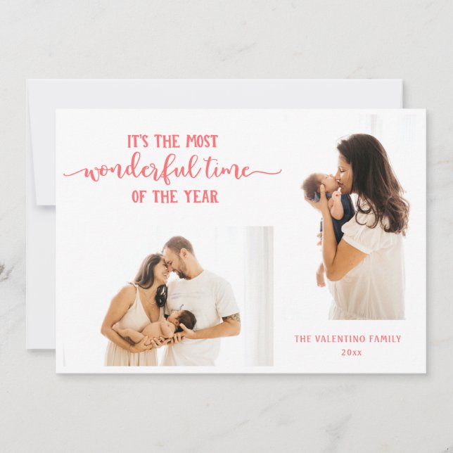 Wonderful Time Of Year 2 photo Holiday Card (Front)