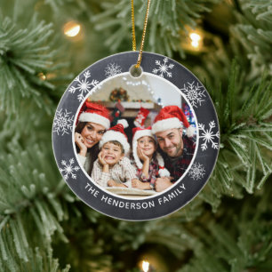 Wonderful Time Of Year Photo Rustic Snowflake Ceramic Ornament