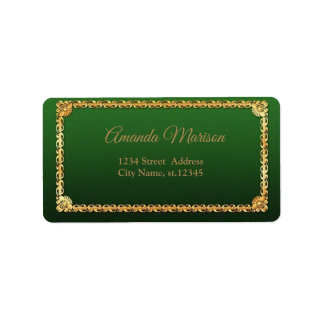 Wonderful Trendy Perfect Green With Gold Frame Label (Front)