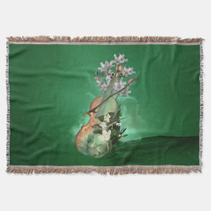 Wonderful violin with flowers throw blanket