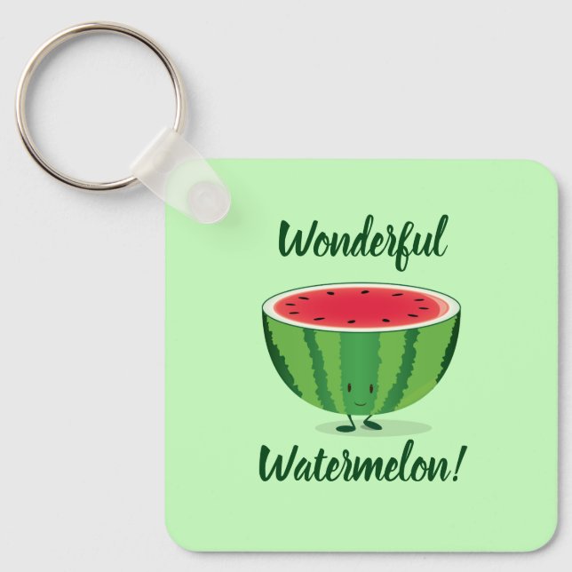 Wonderful Watermelon Green Fruit Food Key Ring (Front)