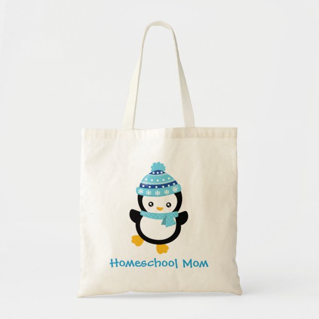 Wonderful Winter Penguin Homeschool Mum Tote Bag (Front)