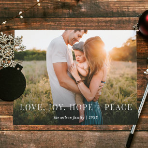 Wonderful Wishes Modern Full Photo Holiday Card