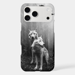 Wonderful Wolves Black and White Leaf Us Alone