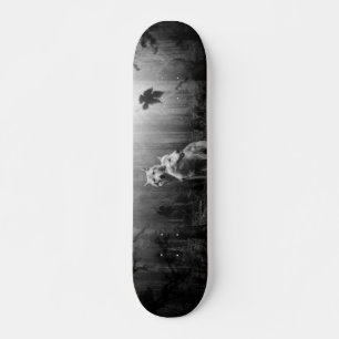 Wonderful Wolves Black and White Leaf Us Alone  Skateboard